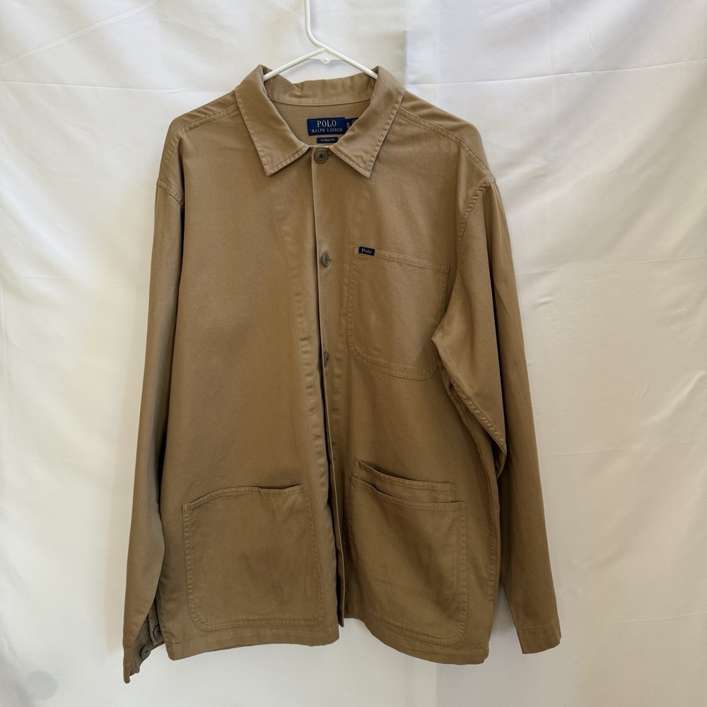 Polo Ralph Lauren Utility Chore Shirt Jacket Khaki Tan Size XL
